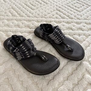 Sanuk Yoga Sling 2 Print Black/Natural Koa Tribal Sandal size 7